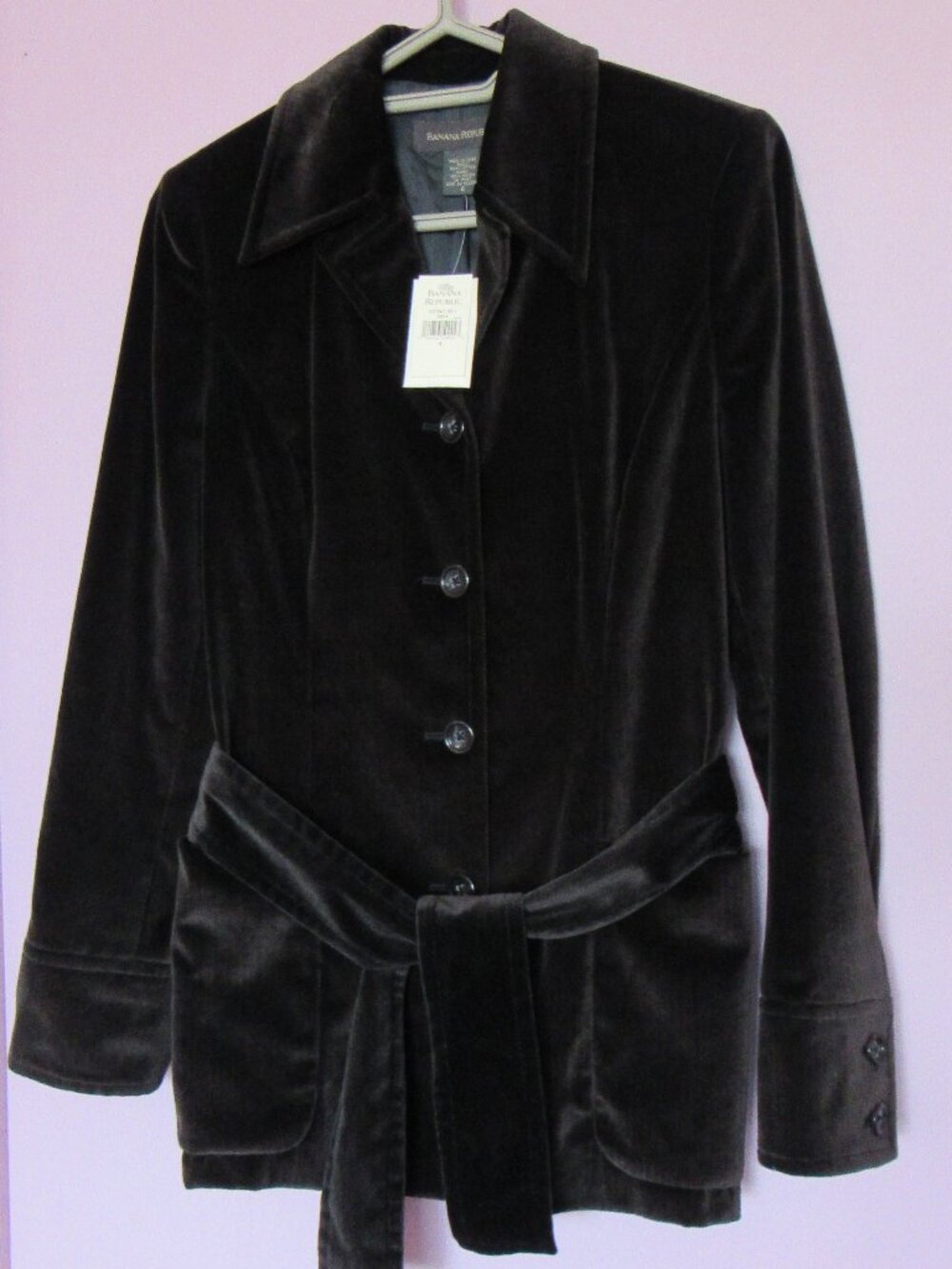 Banana Republic Velour Blazer, Dark Brown, sz.4, cotton, lined, New